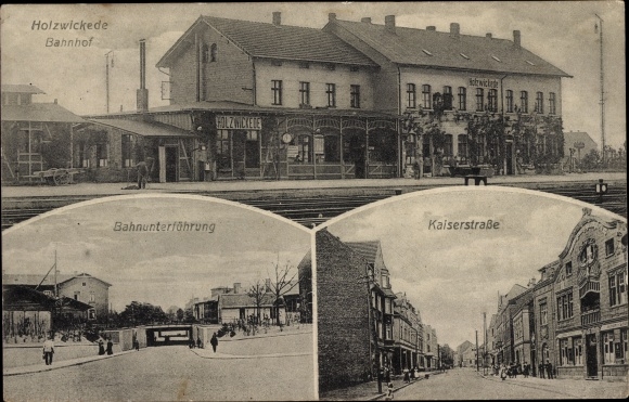 Ak Holzwickede im Ruhrgebiet, Bahnhof, Gleisseite, Bahnunterführung, Kaiserstraße