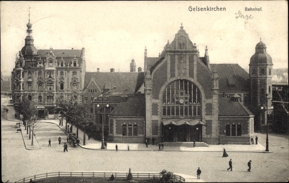 Postcard Gelsenkirchen in the Ruhr area, train station