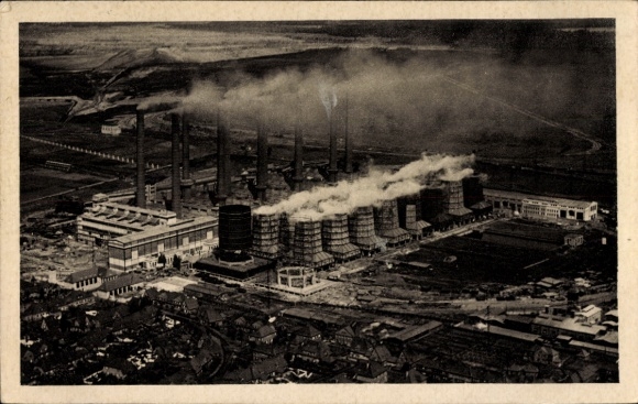 Postcard Zschornewitz Gräfenhainichen Saxony Anhalt, aerial photograph, large power plant