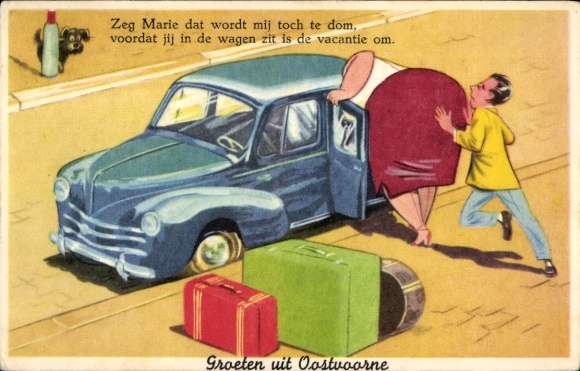 Künstler Ak Zeg Marie dat wordt mij toch te dom, voordat jij in de wagen zit is de vacantie om