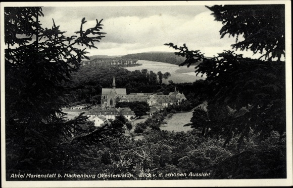 Postcard Streithausen in the Westerwald, Marienstatt Abbey