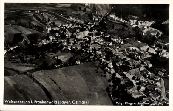 Postcard Weißenbrunn in Upper Franconia, aerial photograph