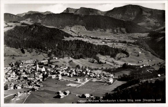 Postcard Oberstaufen in Allgäu, aerial photograph