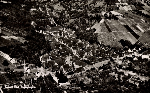 Postcard Ingelfingen in Württemberg, aerial photography architecture, vineyards, landscape