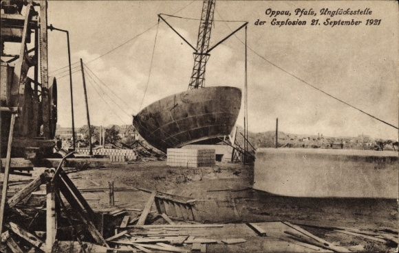 Postcard Oppau Ludwigshafen Pfalz, scene of the accident on September 21, 1921