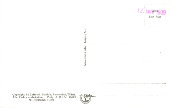 Postcard Forstinning in Upper Bavaria, aerial photograph