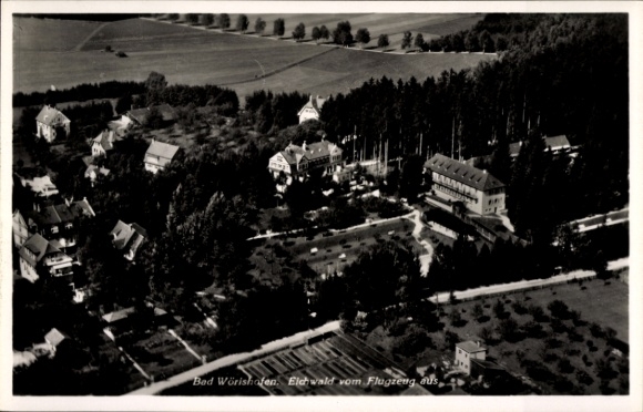 Postcard Bad Wörishofen in the Swabian district of Unterallgäu, aerial photograph of the town