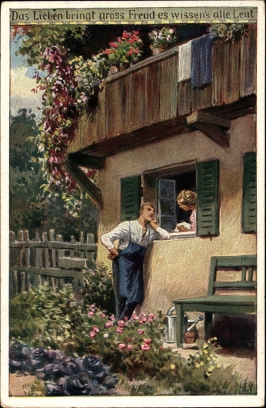 Künstler Ak Hey, Paul, Volksliedkarte Nr. 75, Das Lieben bringt groß' Freud, Novitas 736a