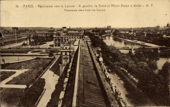 Ak Paris I Louvre, Panorama, Seine, Notre Dame