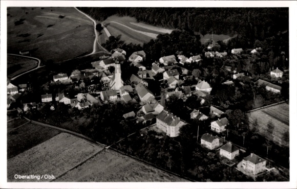 Postcard Oberalting Seefeld in Upper Bavaria, aerial photograph