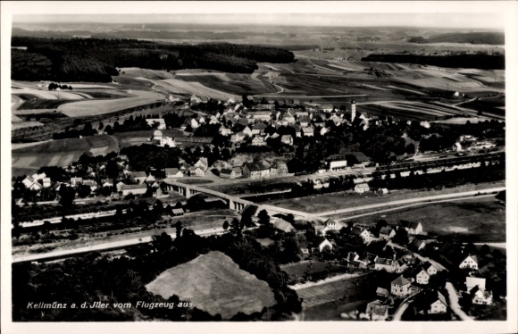 Postcard Kellmünz an der Iller Schwaben, aerial photograph