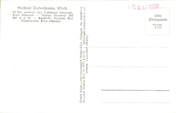 Postcard Dietenbronn Schwendi in Upper Swabia, aerial photograph