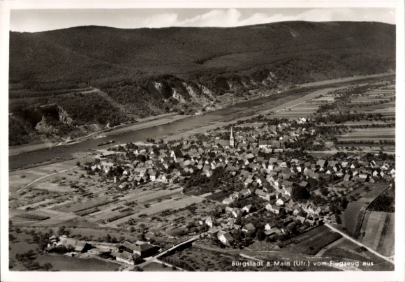 Postcard Bürgstadt in Lower Franconia, aerial photograph