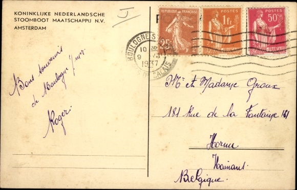 Postcard steamer MS Colombia, Royal Netherlands Steamship Co.
