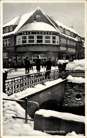 Postcard Braunlage in the Harz Mountains, Café Junker, winter view