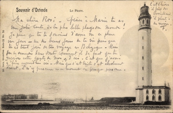 Postcard Oostende Ostend West Flanders, lighthouse