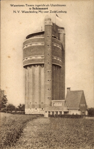 Postcard Schimmert Limburg Netherlands, water tower