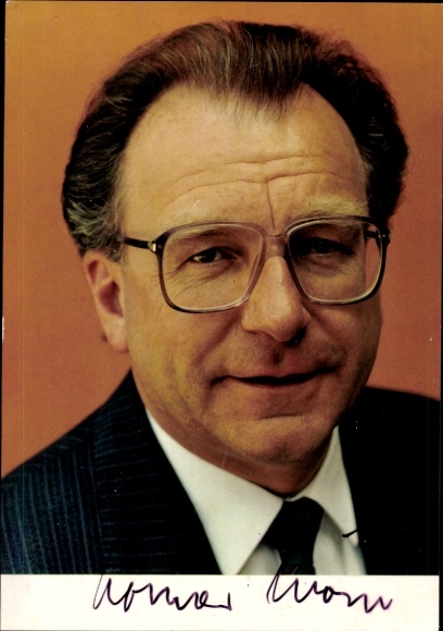 Photo portrait politician Lothar Späth, Prime Minister of Baden Württemberg, autograph