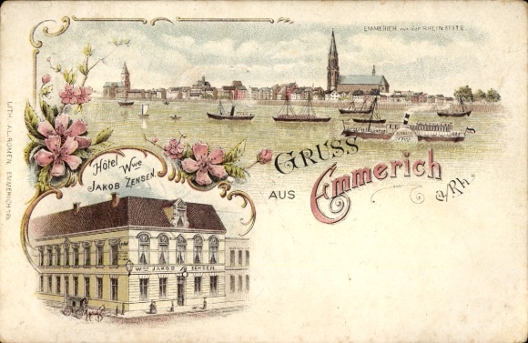 Chromo-Litho Emmerich am Niederrhein, general view, hotel