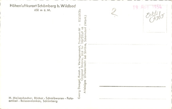 Postcard Schömberg in the Black Forest Württemberg, aerial photograph