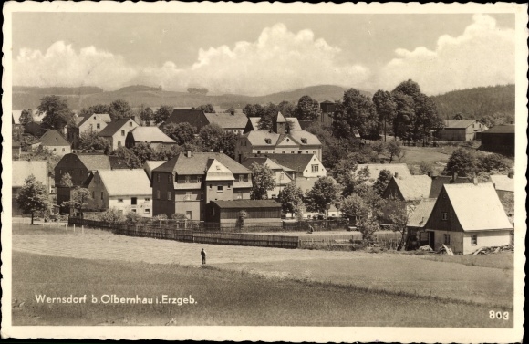 Ansichtkaart Wernsdorf Pockau in het Ertsgebergte van Saksen, totaaloverzicht