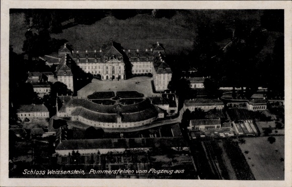 Ak Pommersfelden in Oberfranken, Schloss Weissenstein, Luftaufnahme