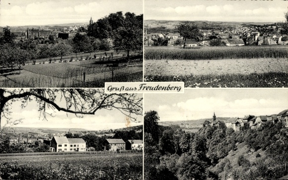 Ansichtkaart Freudenberg in Siegerland, vier verschillende aanzichten