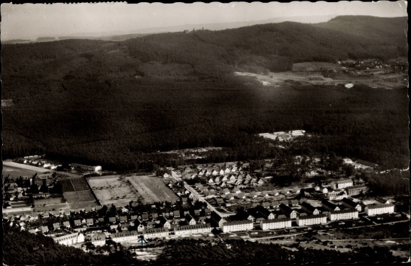 PC Eberstadt Darmstadt in Hessen, fir trees, settlement, bird&#39;s eye view