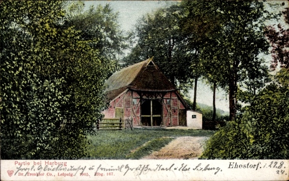Ak Ehestorf Rosengarten in Niedersachsen, Haus, Straße, Bäume