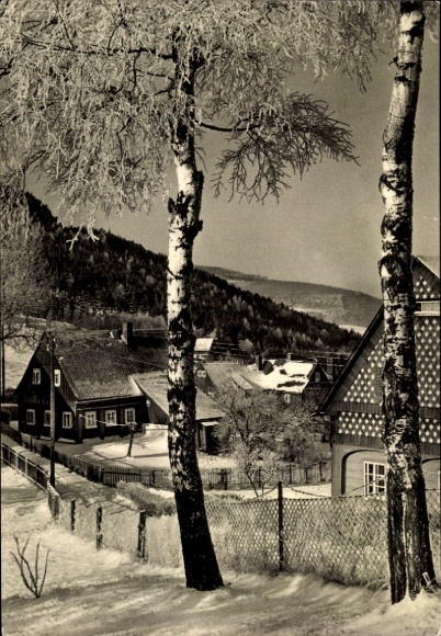 Postcard Waltersdorf (Amtsh. Zittau) Großschönau in Upper Lusatia, snow-covered landscape, surroundings...