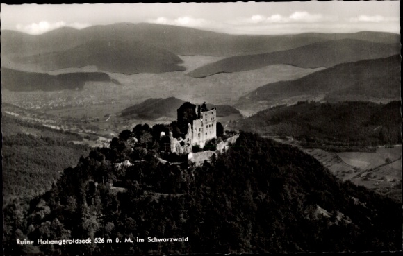 Ak Schönberg Seelbach in Baden Württemberg, Burg Hohengeroldseck, Fliegeraufnahme
