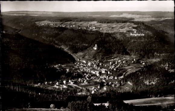 Postcard Bad Liebenzell in the Black Forest, Sanatorium Burghalde, city panorama
