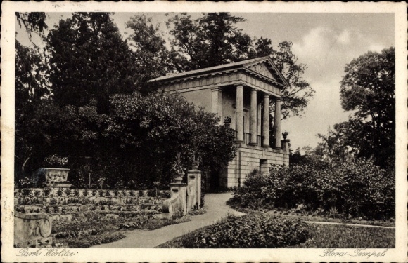 Ak Wörlitz in Anhalt, Wörlitz Park, Flora Temple, Hotel Eichenkranz, eigenaar Emil Dittrich