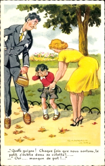 Artist Postcard Chaperon, Jean, Crying Child, chaque fois que nous sortons