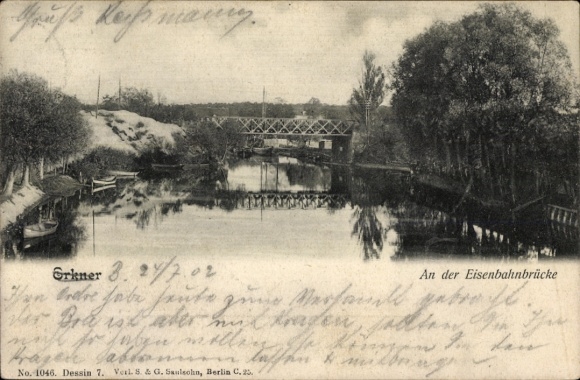 Ak Erkner in Brandenburg, Eisenbahnbrücke