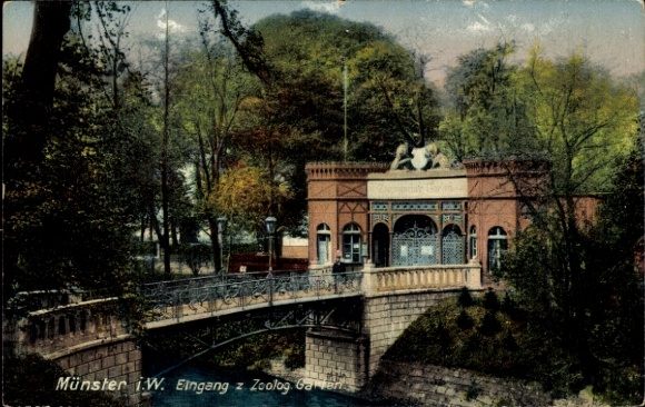 Ak Münster in Westfalen, Zoologischer Garten, Eingang
