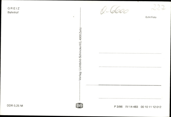 Postcard Greiz im Vogtland, train station, street side