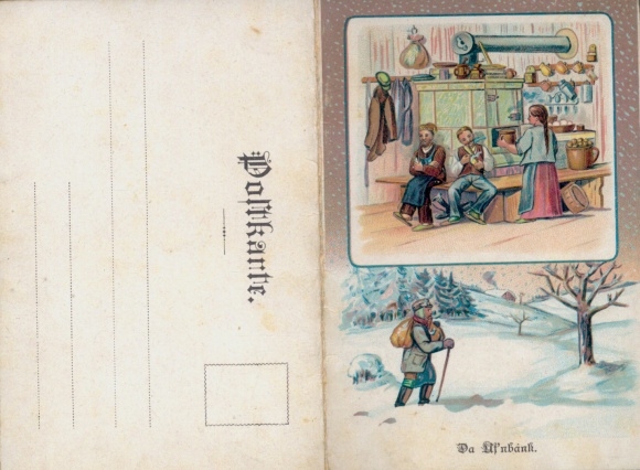 Klapp Lied Ak Günther, Anton, Erzgebirgische Mundart Nr. 9, Da Uf'nbank