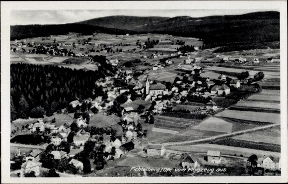 Postcard Fichtelberg in the Fichtelgebirge Upper Franconia, aerial photograph