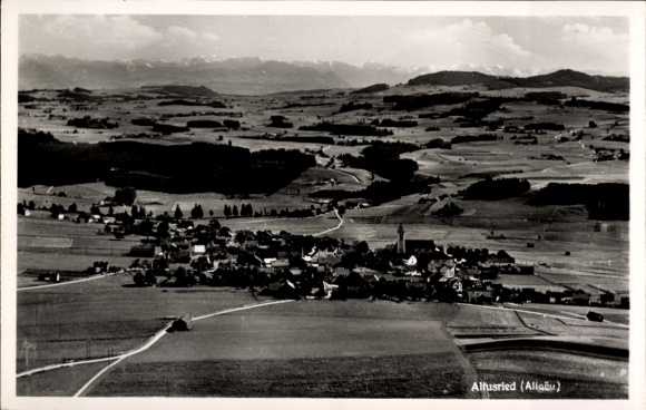 Postcard Altusried im Allgäu, aerial photograph