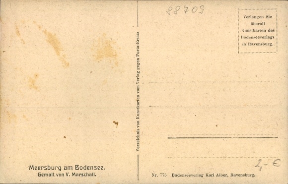 Artist Postcard Marschall, V., Meersburg on Lake Constance, Castle