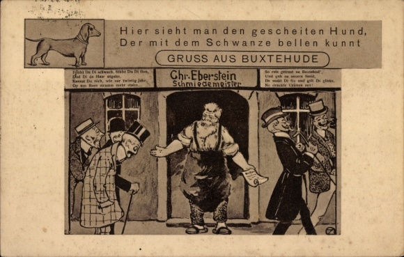 KP Buxtehude, mistrz kowalstwa Chr. Eberstein, pies, który potrafi szczekać ogonem