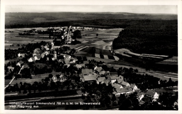 Postcard Simmersfeld in the Black Forest, aerial photograph