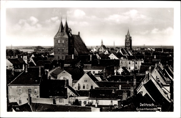 Ak Delitzsch in Sachsen, Gesamtansicht, Kirche