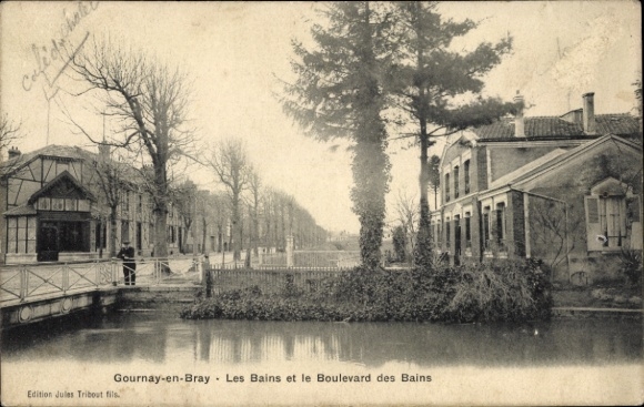 CPA Gournay-en-Bray Seine Maritime, Les Bains and the Boulevard des Bains