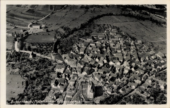 Postcard Eussenheim Eußenheim in Lower Franconia, aerial view of a village, buildings, rural surroundings