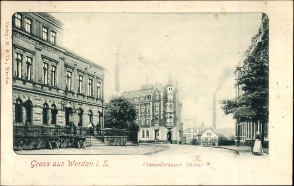 Ak Werdau in Sachsen, Crimmitschauer Straße, Gasthof zum Pleissenthal