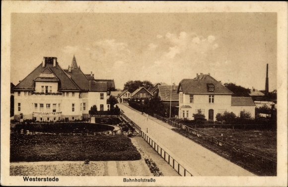 Postcard Westerstede in the district of Ammerland, Bahnhofstrasse
