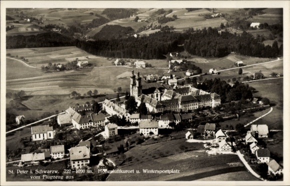 Postcard St. Peter im Schwarzwald, aerial photograph
