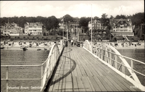 Postcard Ostseebad Bansin Heringsdorf on Usedom, pier